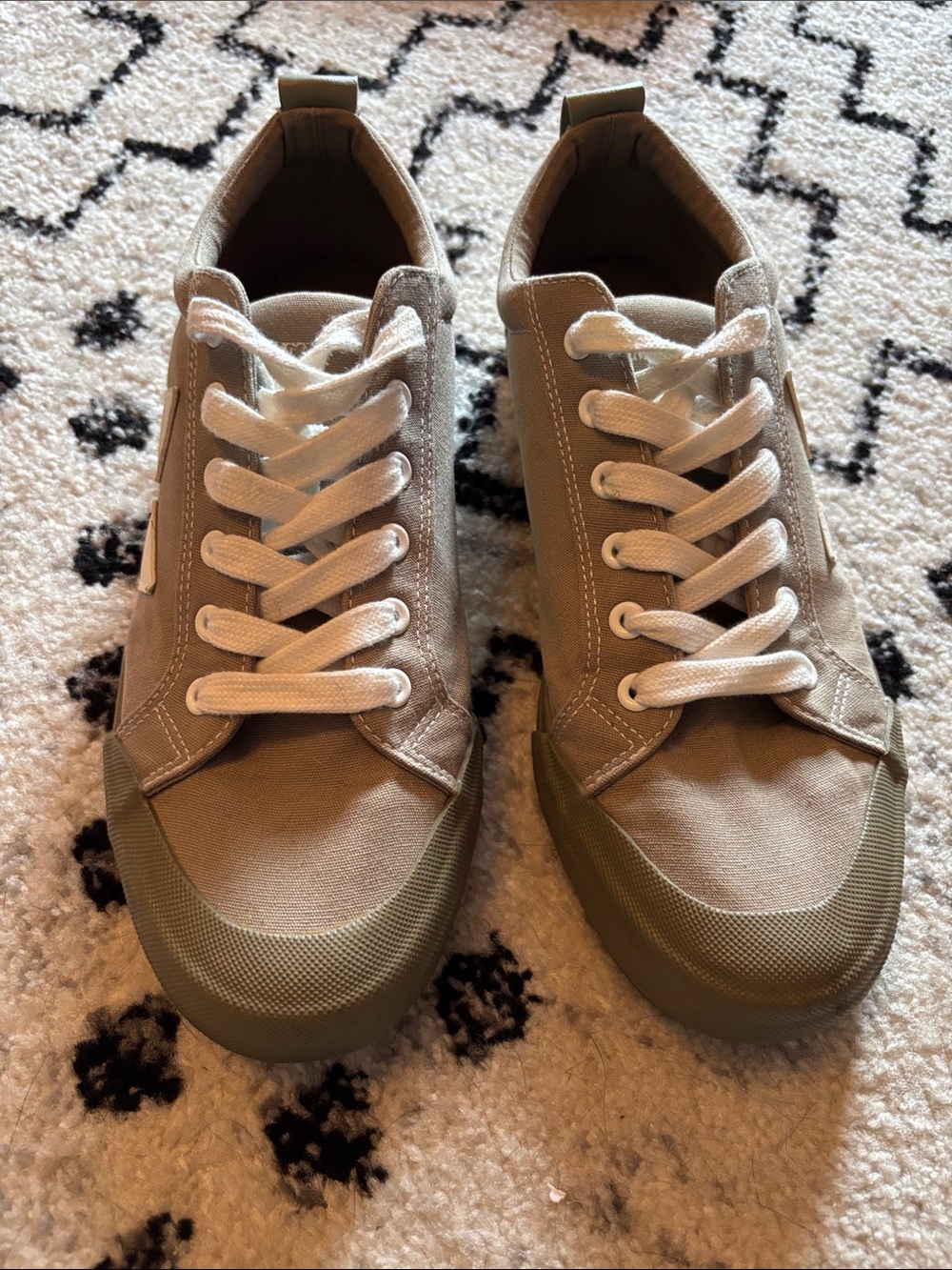 Green Canvas Low-Top Sneakers with Olive Rubber Toe